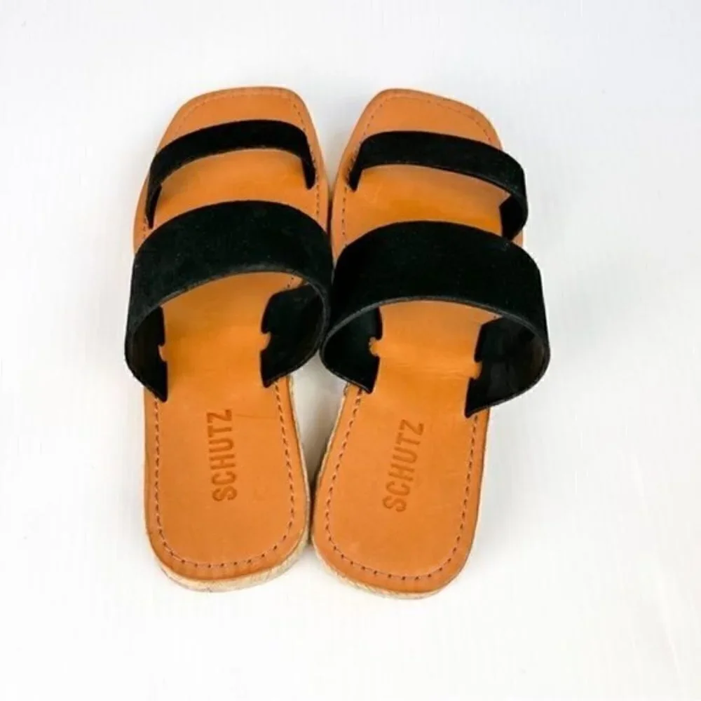 Schutz womens size 7 black Lilyane slide on sandals